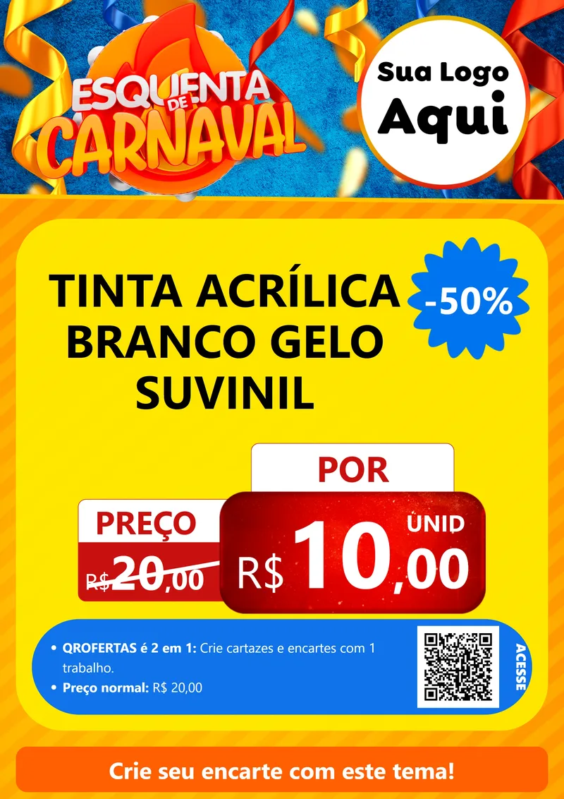 Modelo de Cartaz para Cartaz A4 Vertical com o tema Esquenta de Carnaval para Tintas e Ferramentas