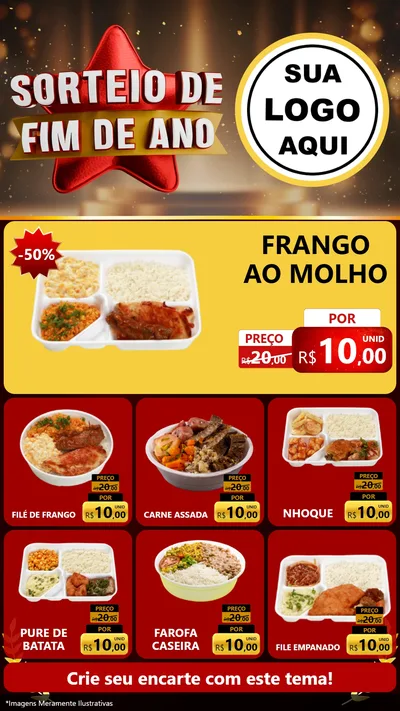 Modelo de Rede Social para Stories com o tema Sorteio de Fim de Ano para Restaurante
