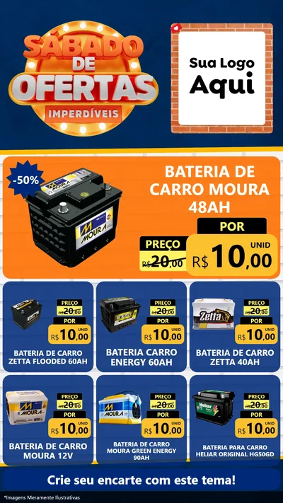Modelo de Rede Social para Stories com o tema Sábado de Ofertas Imperdíveis para Baterias Elétricas