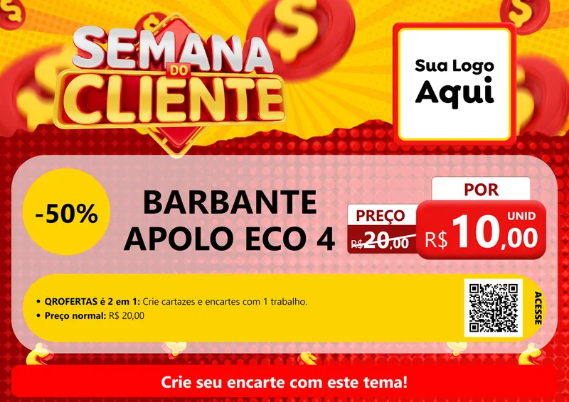 Modelo de Cartaz para Cartaz A4 Horizontal com o tema Semana do Cliente para Armarinho e Aviamentos