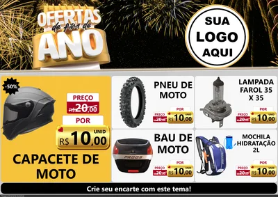 Modelo de Encarte para Encarte A4 Horizontal com o tema Ofertas de Fim de Ano para Moto peças