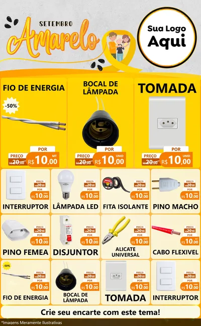 Modelo de Encarte para Encarte Grande com o tema Setembro Amarelo para Materiais Elétricos