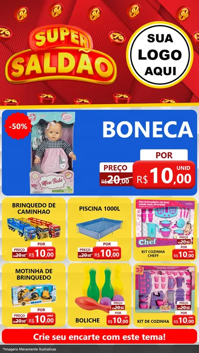Modelo de Rede Social para Stories com o tema Super Saldão para Brinquedos