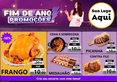 Modelo de Encarte para Encarte A4 Horizontal com o tema Fim de Ano Promoções para Assados
