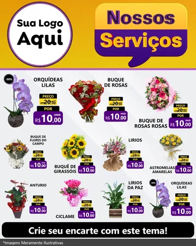 Modelo de Rede Social para Feed Instagram com o tema Nossos Serviços para Floricultura e jardim