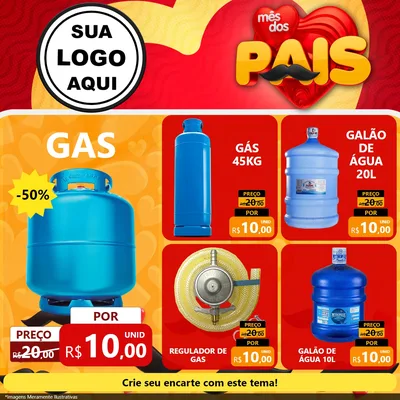 Modelo de Rede Social para Feed Facebook com o tema Mês Dos Pais para Água e gás