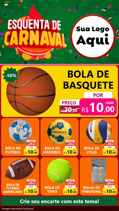 Modelo de Rede Social para Stories com o tema Esquenta de Carnaval para Artigos Esportivos