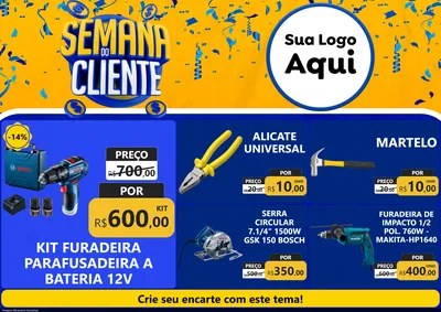 Modelo de Encarte para Encarte A4 Horizontal com o tema Semana do Cliente para Maquinas e Ferramentas