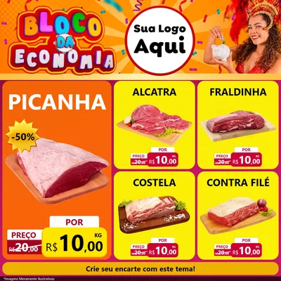 Modelo de Rede Social para Feed Facebook com o tema Bloco da Economia para Açougue