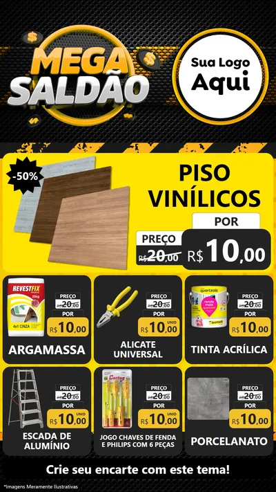Modelo de Rede Social para Stories com o tema Mega Saldão para Material para Construção