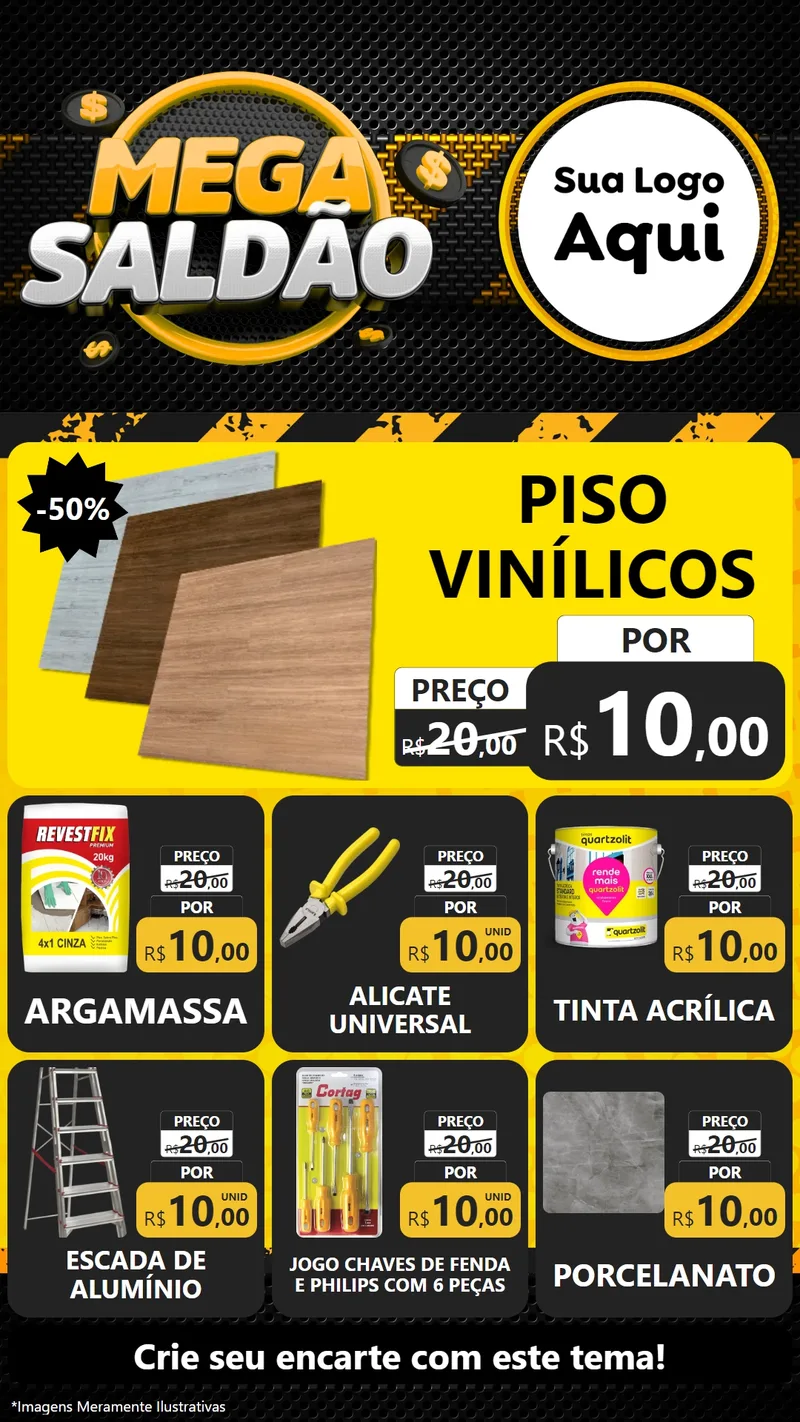 Modelo de Rede Social para Stories com o tema Mega Saldão para Material para Construção