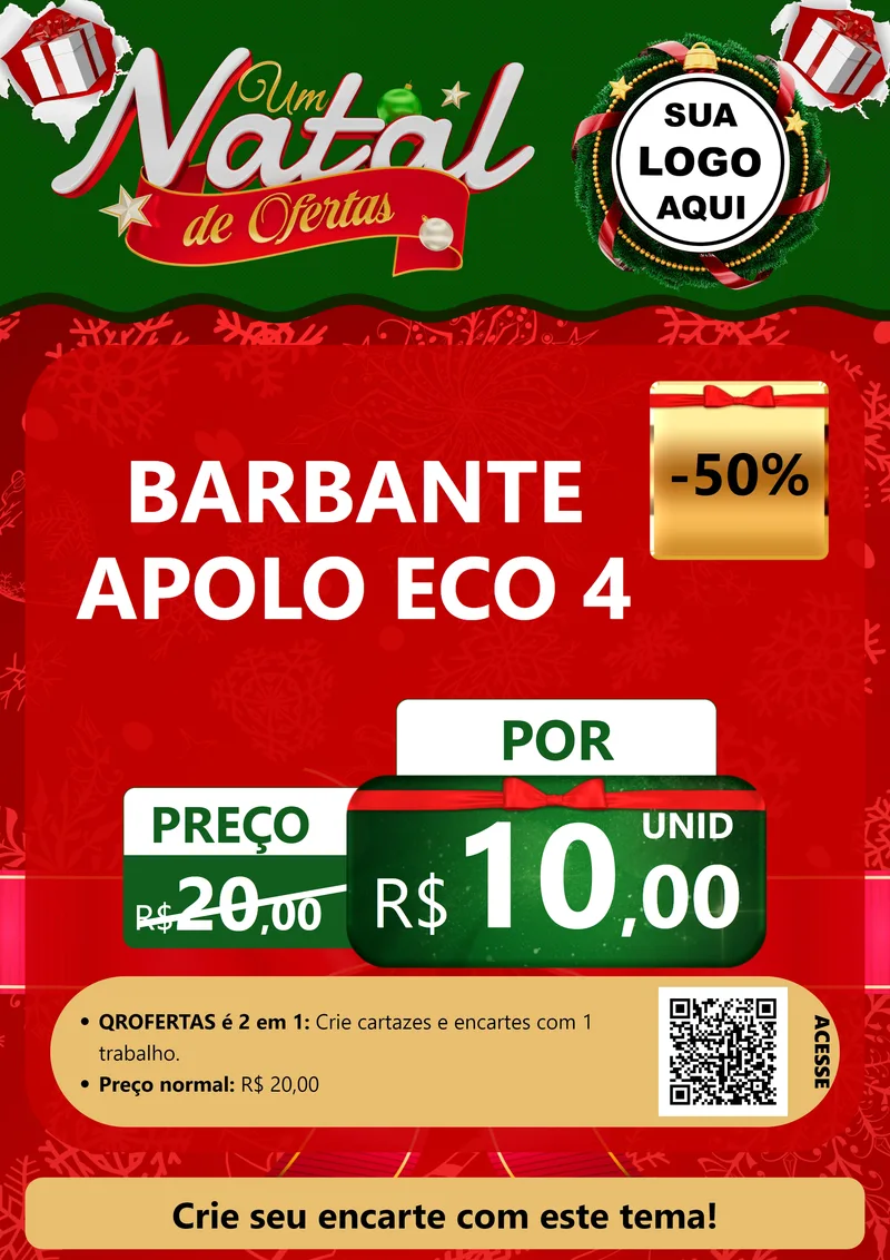 Modelo de Cartaz para Cartaz A4 Vertical com o tema Um Natal de Ofertas para Armarinho e Aviamentos