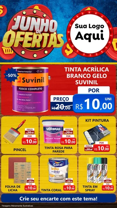 Modelo de Rede Social para Stories com o tema Junho de Ofertas para Tintas e Ferramentas