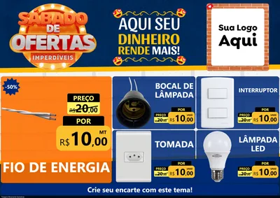 Modelo de Encarte para Encarte A4 Horizontal com o tema Sábado de Ofertas Imperdíveis para Materiais Elétricos