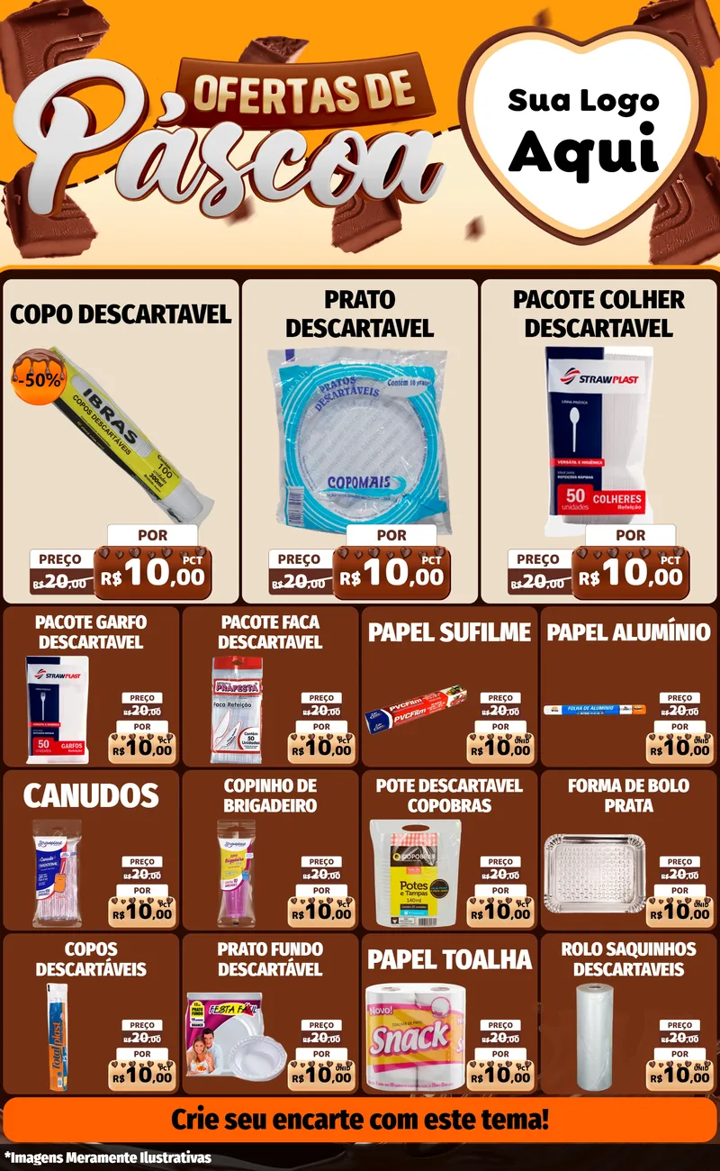 Modelo de Encarte para Encarte Grande com o tema Ofertas de Páscoa para Embalagens