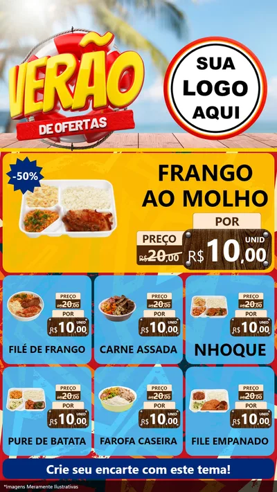 Modelo de Rede Social para Stories com o tema Verão de Ofertas para Restaurante