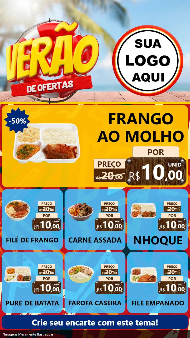 Modelo de Rede Social para Stories com o tema Verão de Ofertas para Restaurante