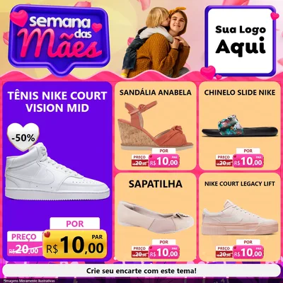 Modelo de Rede Social para Feed Facebook com o tema Semana das Mães para Calçados