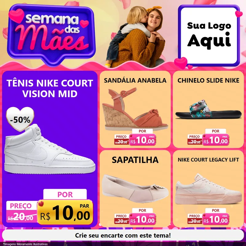 Modelo de Rede Social para Feed Facebook com o tema Semana das Mães para Calçados
