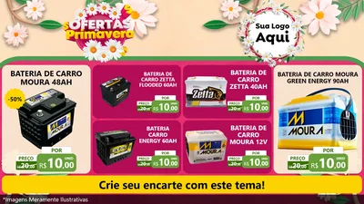 Modelo de TV para TV Horizontal com o tema Ofertas de Primavera para Baterias Elétricas