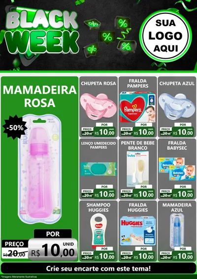 Modelo de Encarte para Encarte A4 Vertical com o tema Black Week para Bebês