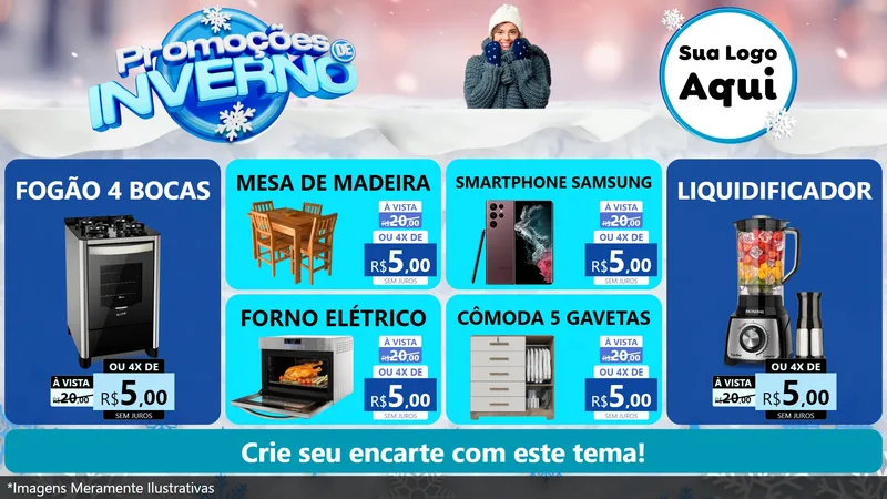 Modelo de TV para TV Horizontal com o tema Promoções de Inverno para Móveis e Eletro