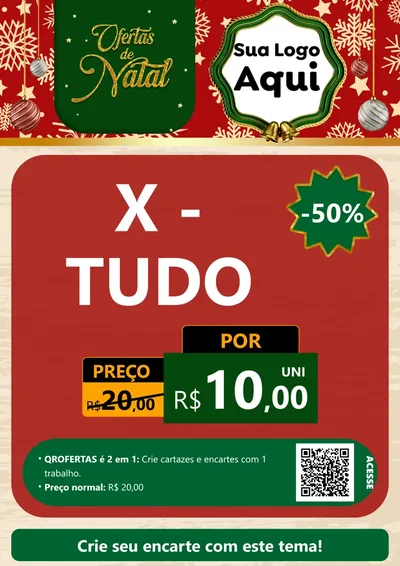 Modelo de Cartaz para Cartaz A4 Vertical com o tema Natal de Ofertas para Hamburgueria