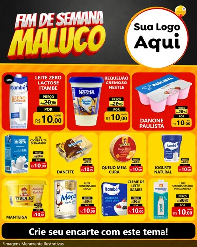 Modelo de Rede Social para Feed Instagram com o tema Final de Semana Maluco para Frios e Laticínios