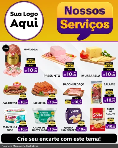 Modelo de Rede Social para Feed Instagram com o tema Nossos Serviços para Frios e Laticínios