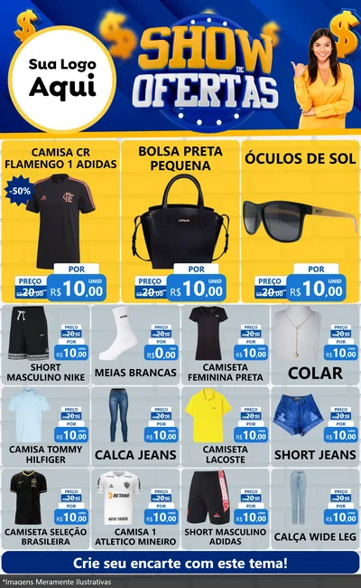 Modelo de Encarte para Encarte Grande com o tema Show de Ofertas para Roupas e acessórios