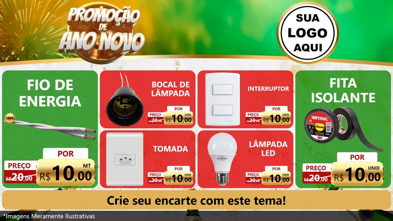 Modelo de TV para TV Horizontal com o tema Promoção de Ano Novo para Materiais Elétricos