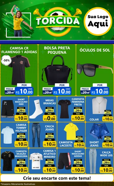 Modelo de Encarte para Encarte Grande com o tema Torcida para Roupas e acessórios