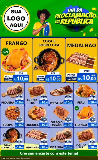 Modelo de Encarte para Encarte Grande com o tema Dia Da Proclamação Da República para Assados