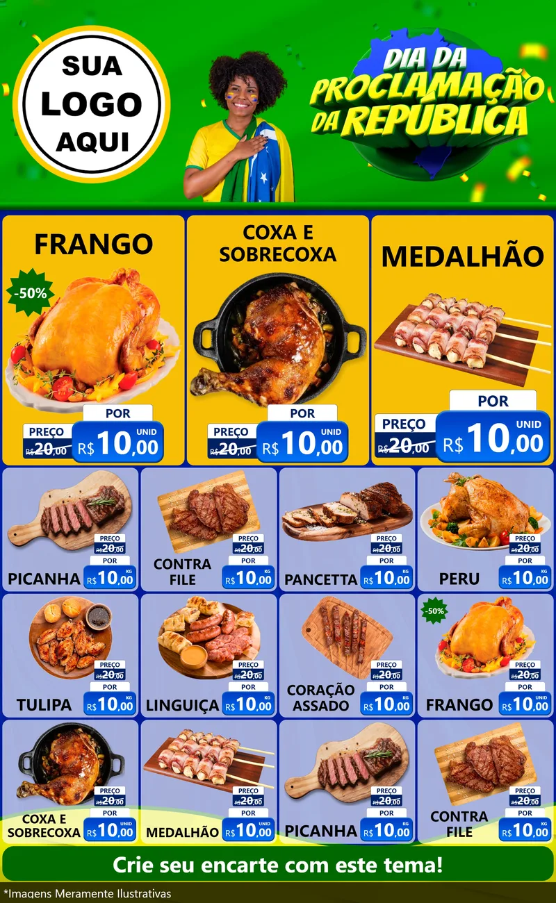Modelo de Encarte para Encarte Grande com o tema Dia Da Proclamação Da República para Assados