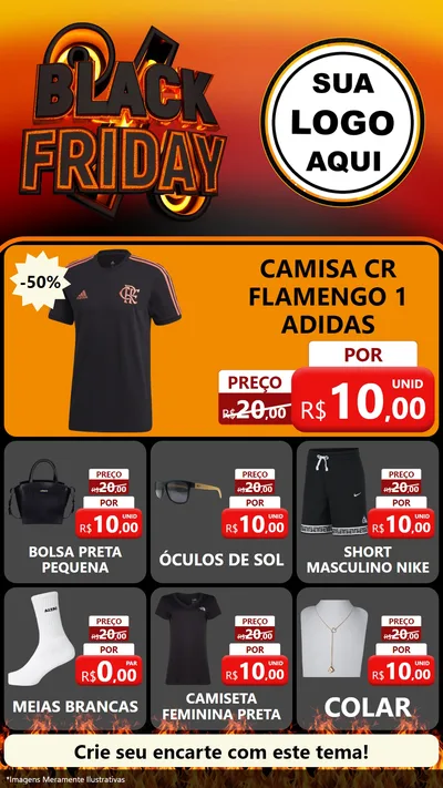 Modelo de Rede Social para Stories com o tema Black Friday para Roupas e acessórios