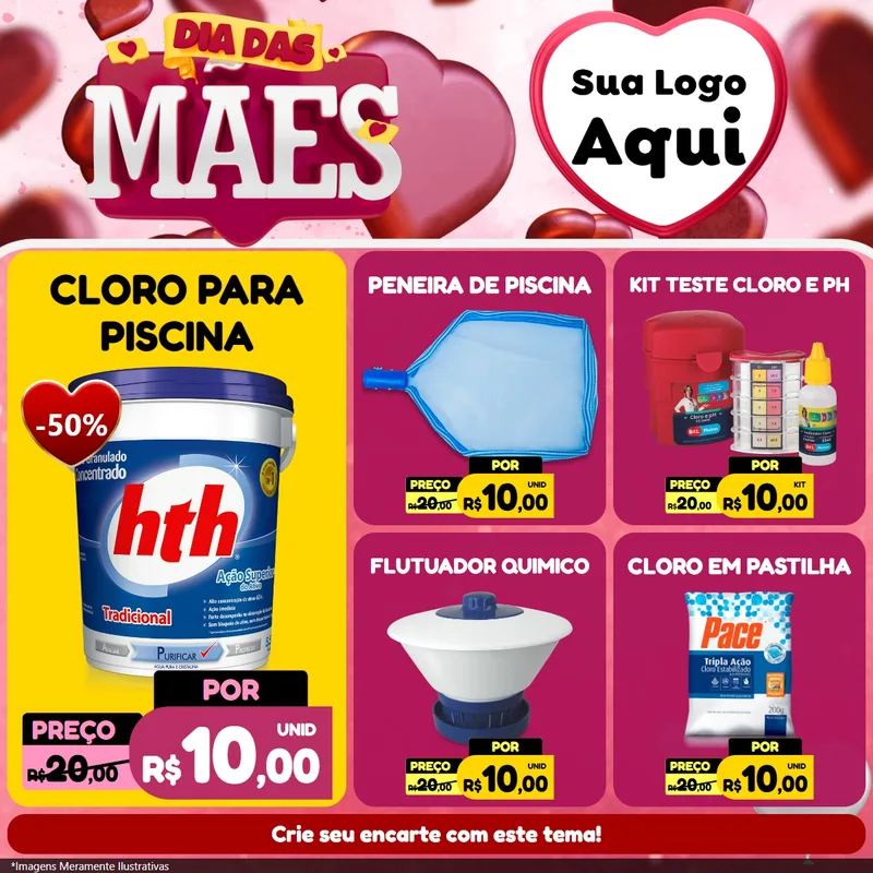 Modelo de Rede Social para Feed Facebook com o tema Dia Das Mães para Produtos para Piscina