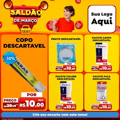 Modelo de Rede Social para Feed Facebook com o tema Saldão de Março para Embalagens