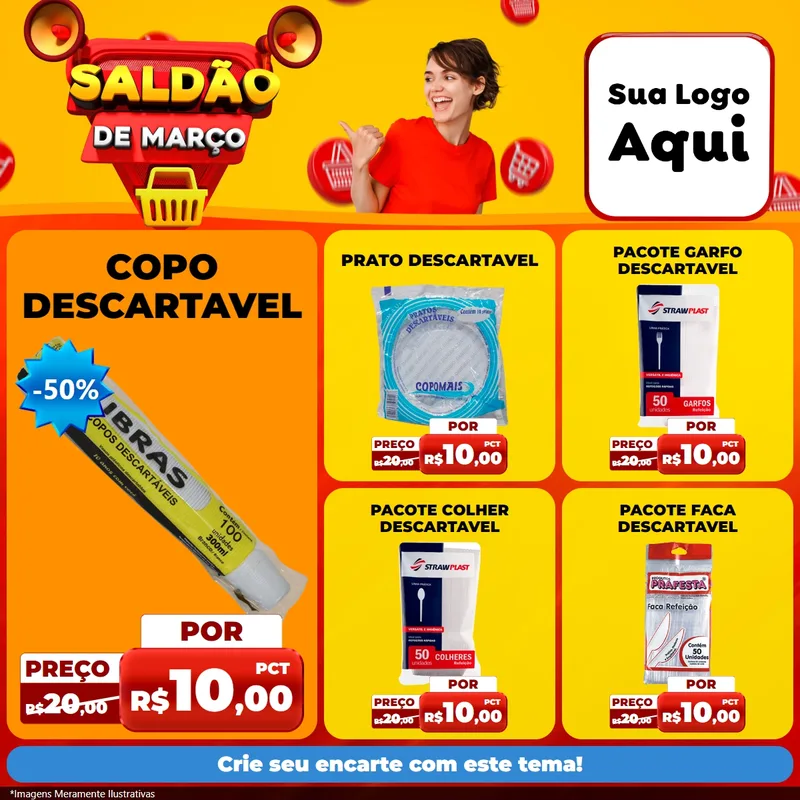 Modelo de Rede Social para Feed Facebook com o tema Saldão de Março para Embalagens