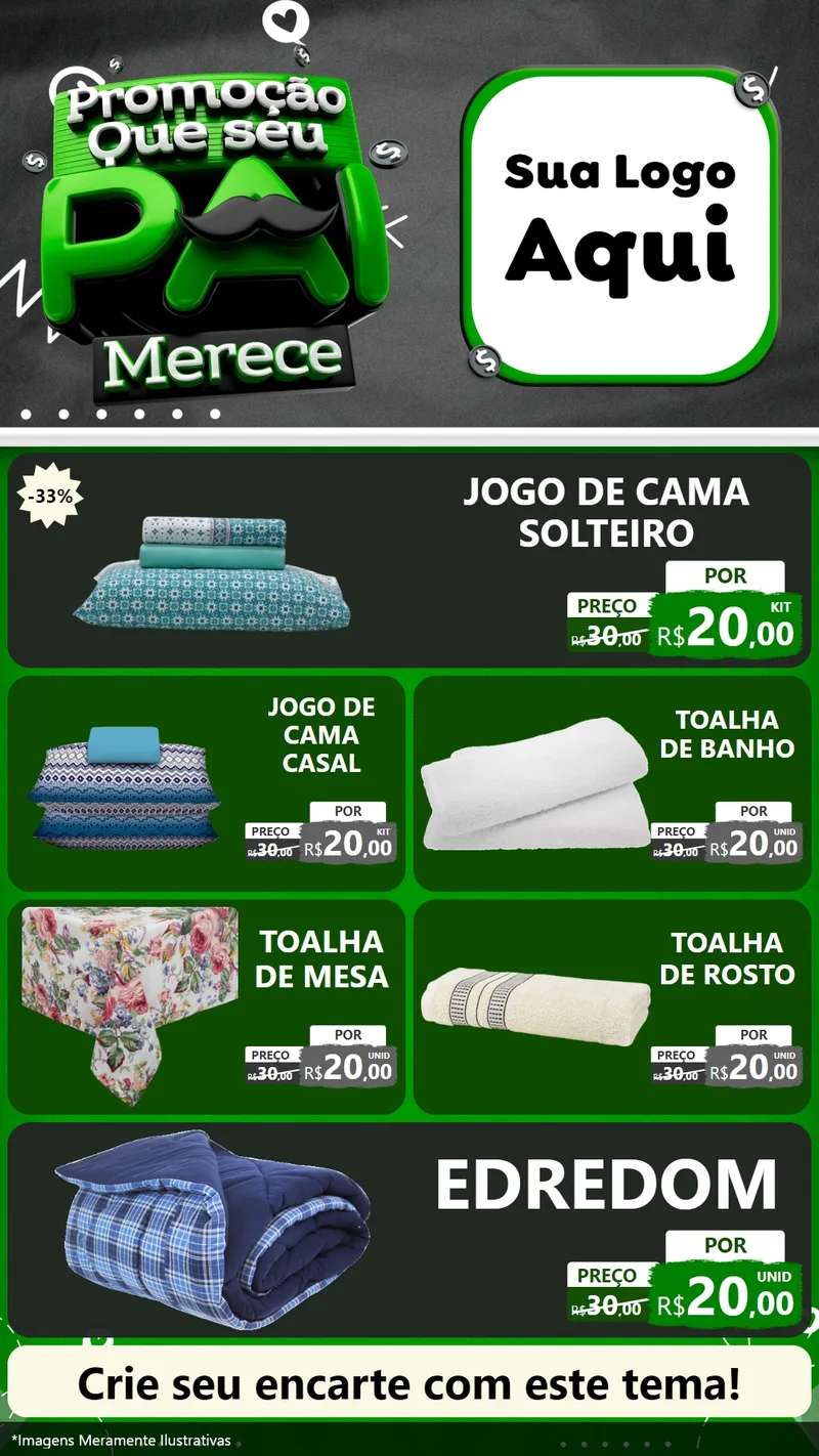 Modelo de TV para TV Vertical com o tema Promoção Que seu Pai Merece para Cama, Mesa e Banho