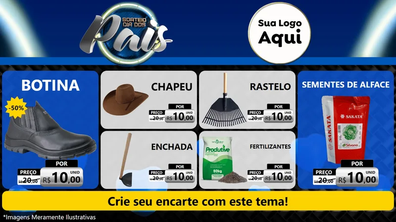Modelo de TV para TV Horizontal com o tema Sorteio Dia Dos Pais para Agropecuária