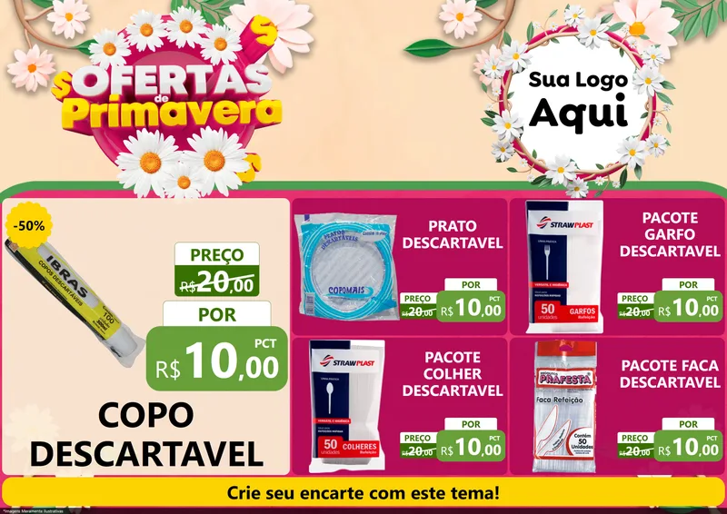 Modelo de Encarte para Encarte A4 Horizontal com o tema Ofertas de Primavera para Embalagens