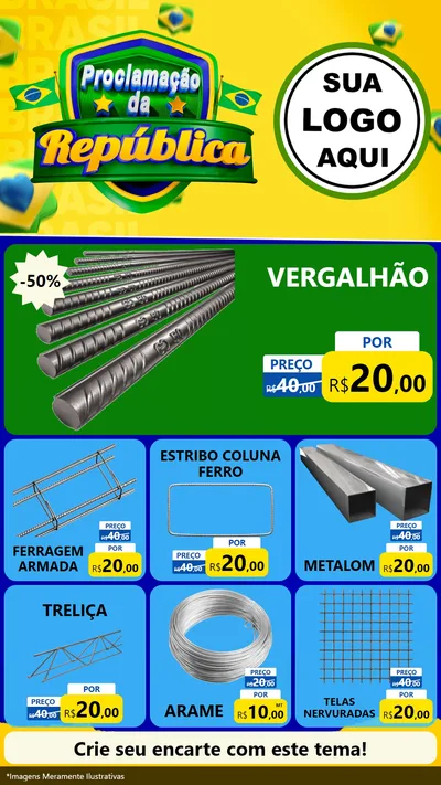Modelo de Rede Social para Stories com o tema Proclamação da República para Ferragens