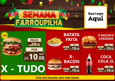 Modelo de Encarte para Encarte A4 Horizontal com o tema Semana Farroupilha para Hamburgueria