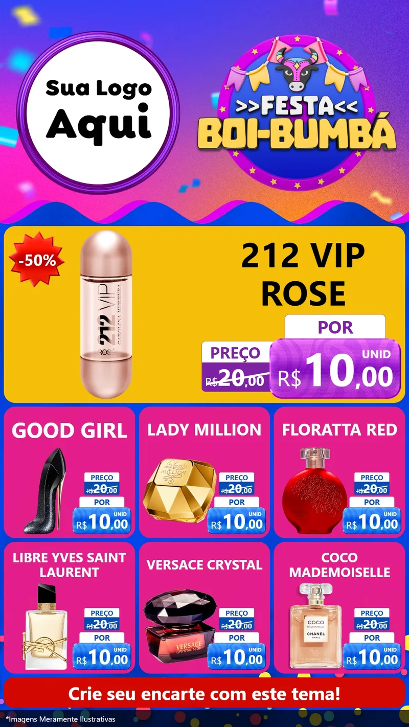 Modelo de Rede Social para Stories com o tema Festa Boi-Bumbá para Perfumes