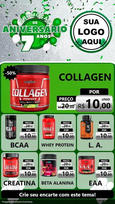 Modelo de Rede Social para Stories com o tema Promoção de Aniversário - 7 Anos para Suplementos alimentares
