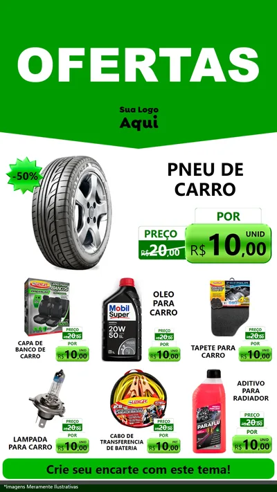 Modelo de Rede Social para Stories com o tema Ofertas Verde Cartaz para Auto peças