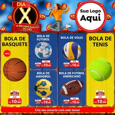 Modelo de Rede Social para Feed Facebook com o tema Dia X - O Dia Mais Barato Do Mês para Artigos Esportivos