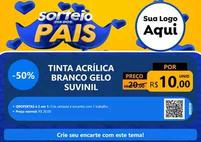 Modelo de Cartaz para Cartaz A4 Horizontal com o tema Sorteio Dia dos Pais para Tintas e Ferramentas