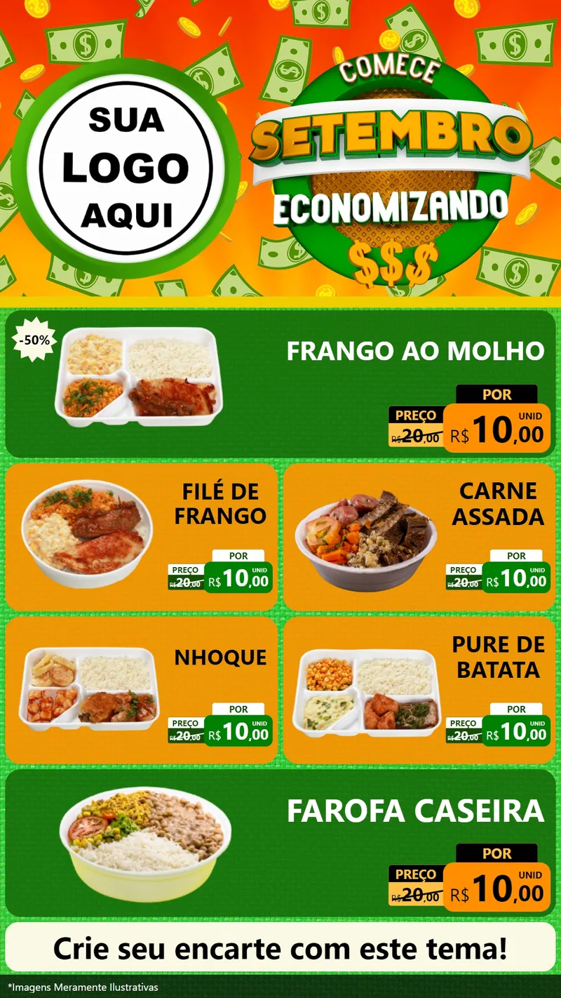 Modelo de TV para TV Vertical com o tema Comece Setembro Economizando para Restaurante