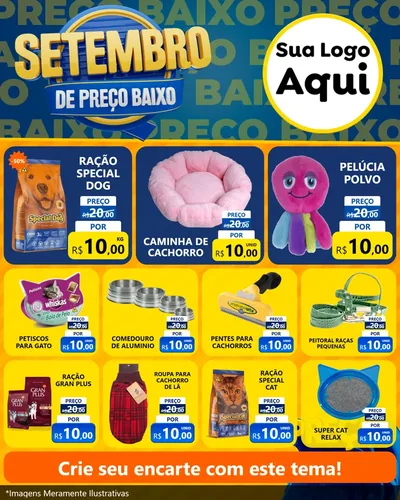 Modelo de Rede Social para Feed Instagram com o tema Setembro De Preço Baixo para Pet Shop